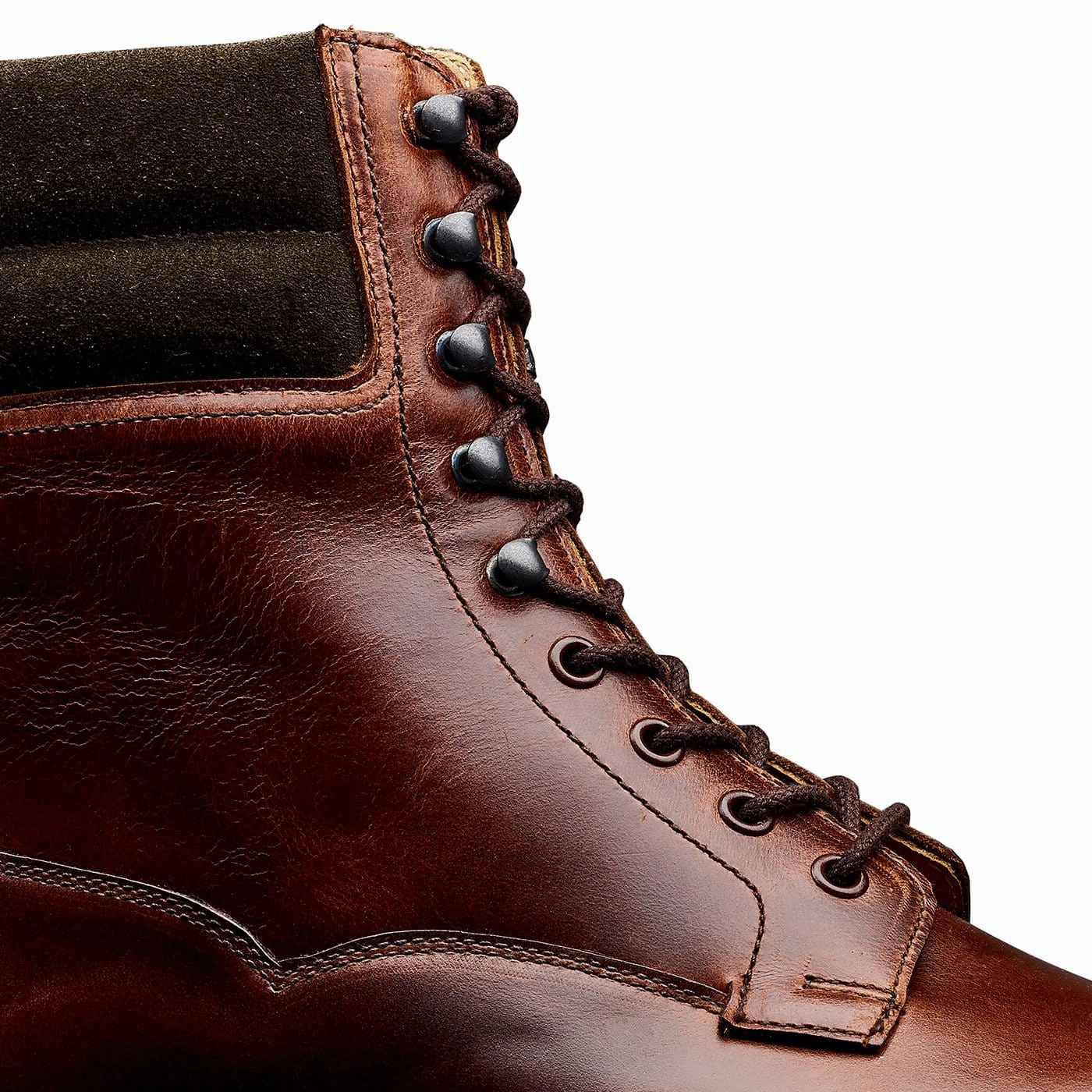 Timeless Design Ross Chocolate Hurricane Hide & Earth Green Suede Collar