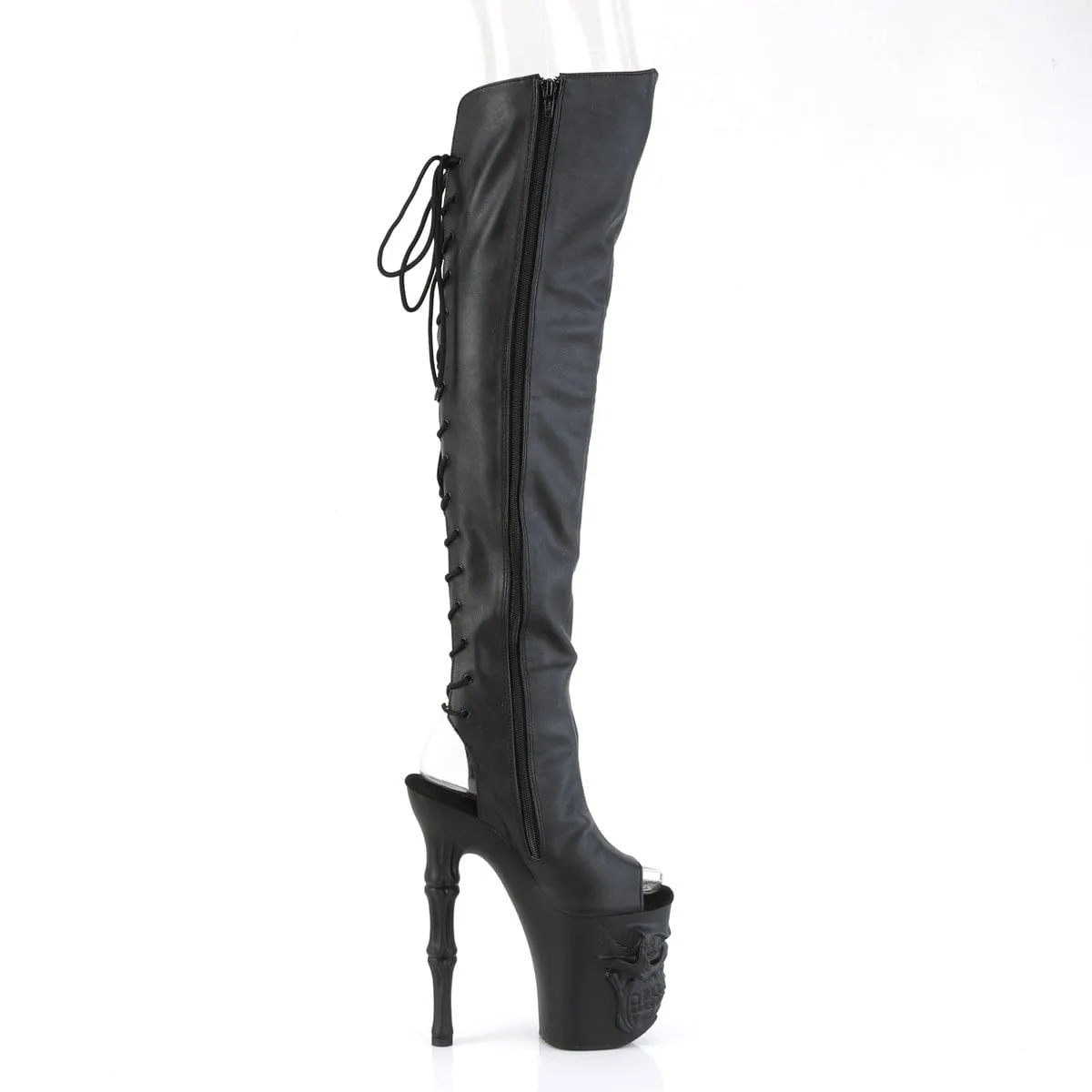 RAPTURE-3019 Black Faux Leather/Black Matte Subtle Lines