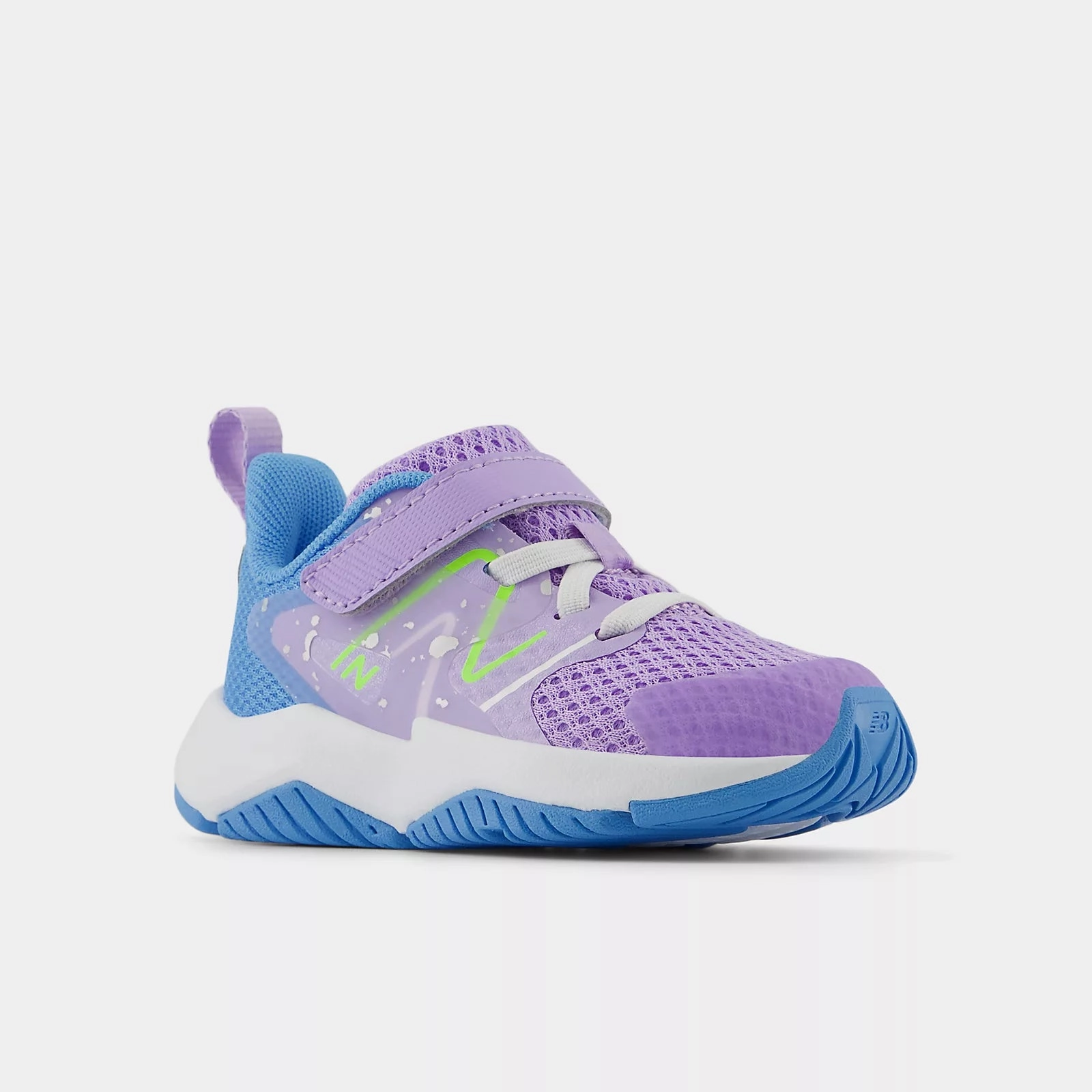 Spring Jump Rave Run v2 - Bungee Lace with Top Strap - Lilac Glo with Sky Blue