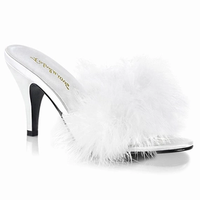 AMOUR-03 White Pu-Fur Dressy Stilettos Comfortable Heels