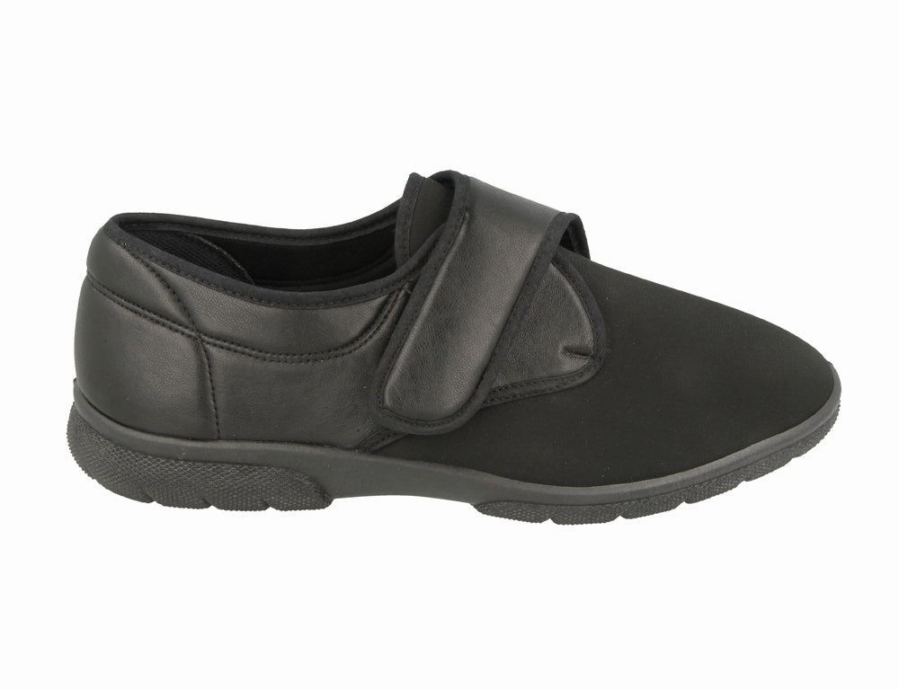 Shiny Tone Mens Stretch Carlton Black Slippers