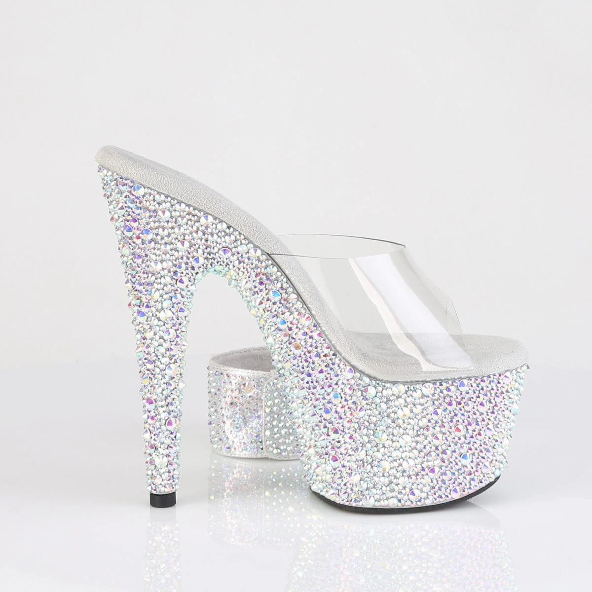 Fast Slide Everyday Comfort BEJEWELED-712MS Clear/Silver AB RS Platform Heels