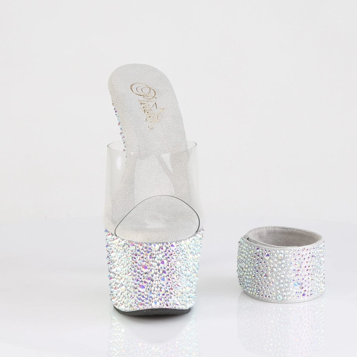 BEJEWELED-712MS Clear/Silver AB RS Platform Heels Sandal Insoles Sandal Replacements