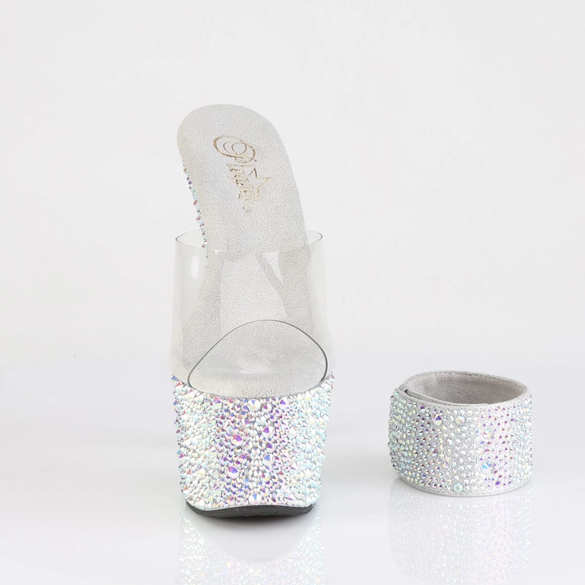 BEJEWELED-712MS Clear/Silver AB RS Platform Heels Sandal Insoles Sandal Replacements