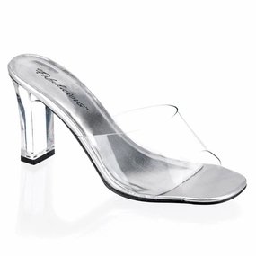 ROMANCE-301 Clear Lucite Dressy Heels Chunky Wedge Heels