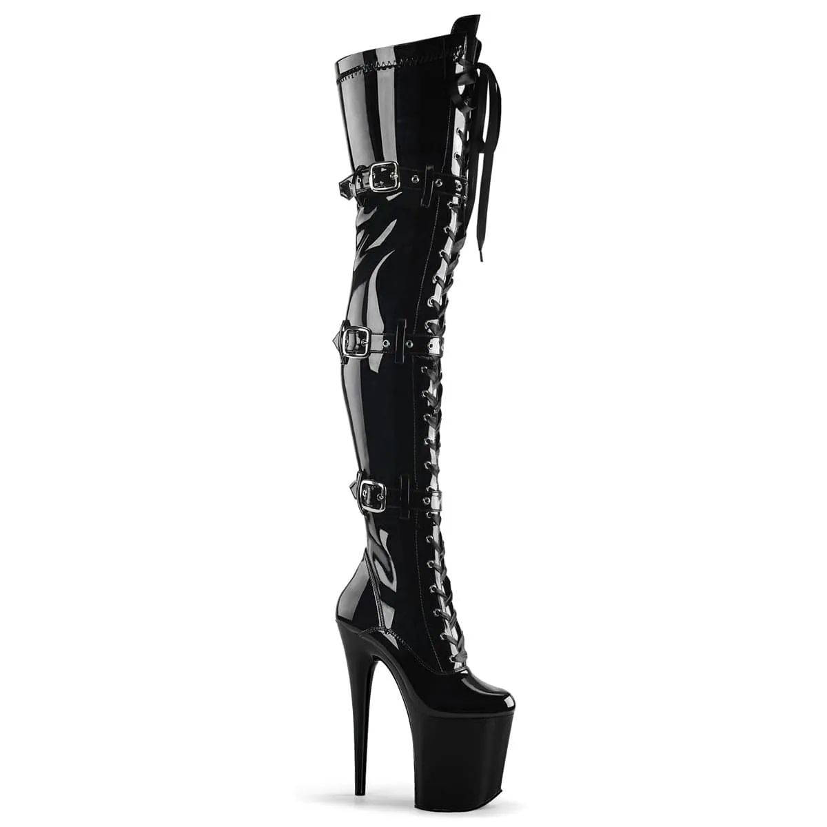 FLAMINGO-3028 Black Stretch Patent/Black Equestrian Good Traction