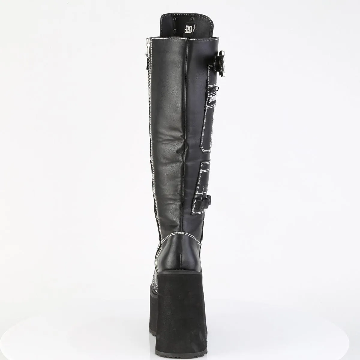 Zip-up style SWING-260 Black Vegan Leather Knee High Boots