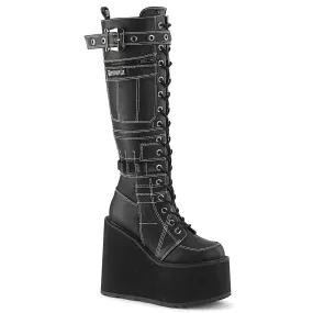 Daily Function SWING-260 Black Vegan Leather Knee High Boots