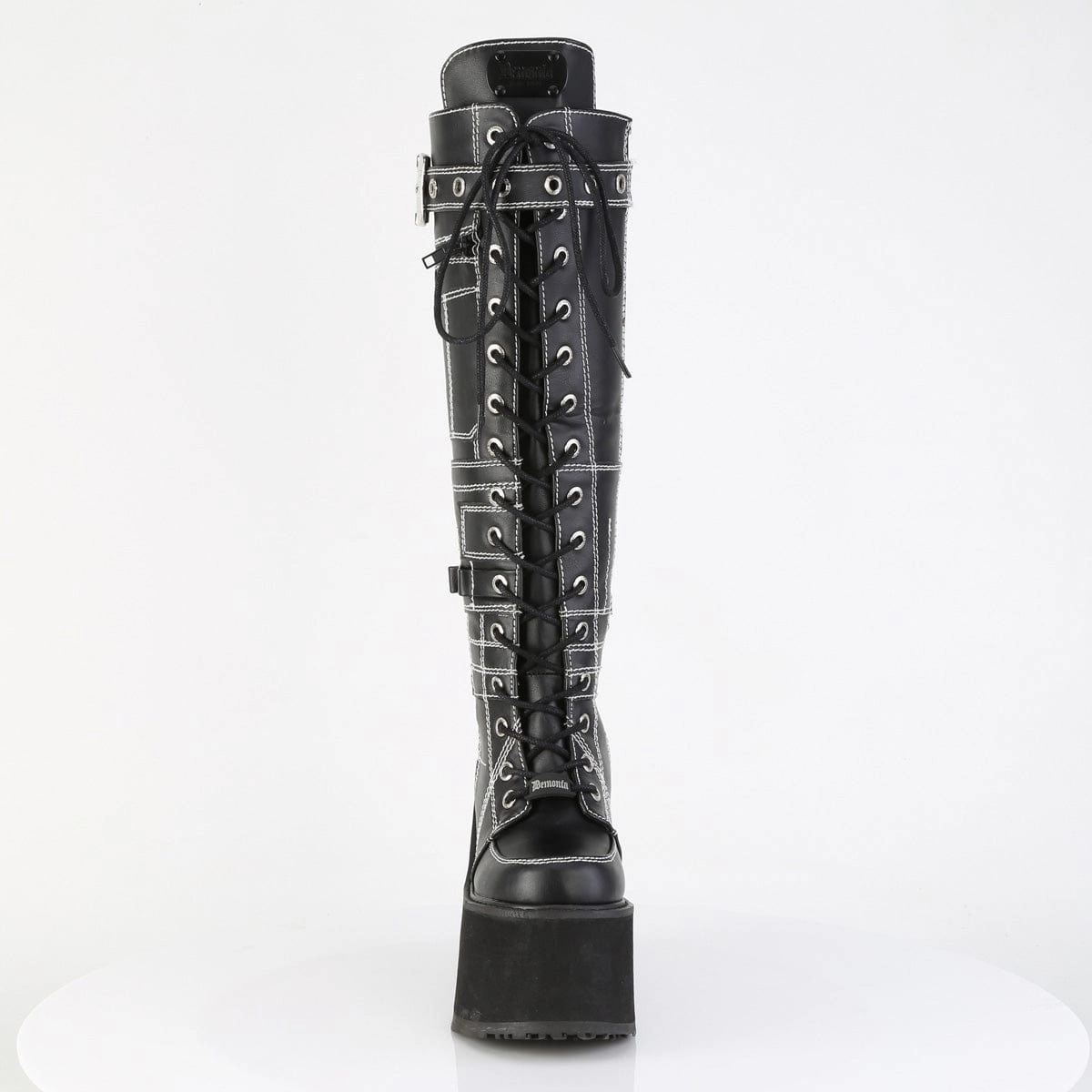 Heavy Terrain SWING-260 Black Vegan Leather Knee High Boots