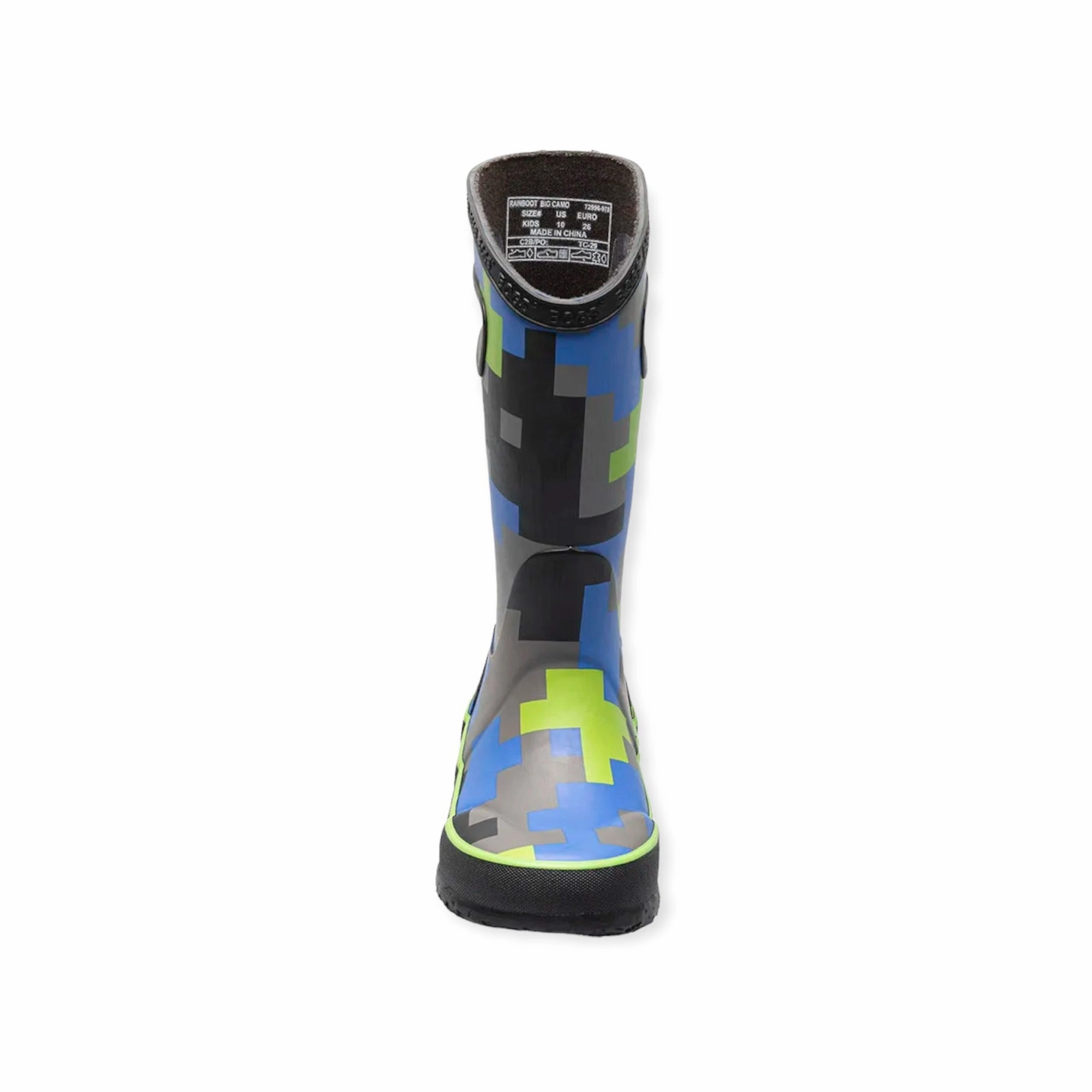 Waterproof Feature Anti-Slip Sole Rainboot Big Camo - Black and Green