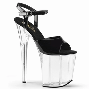 FLAMINGO-809 Black Patent/Clear Toe Freedom Chic Style