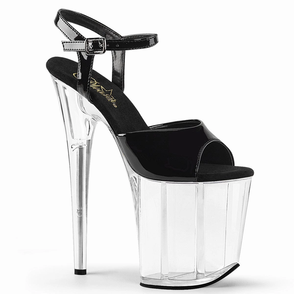 FLAMINGO-809 Black Patent/Clear Toe Freedom Chic Style