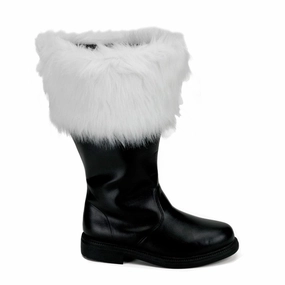 SANTA-106WC Black Pu-White Faux Fur Everywhere Fit