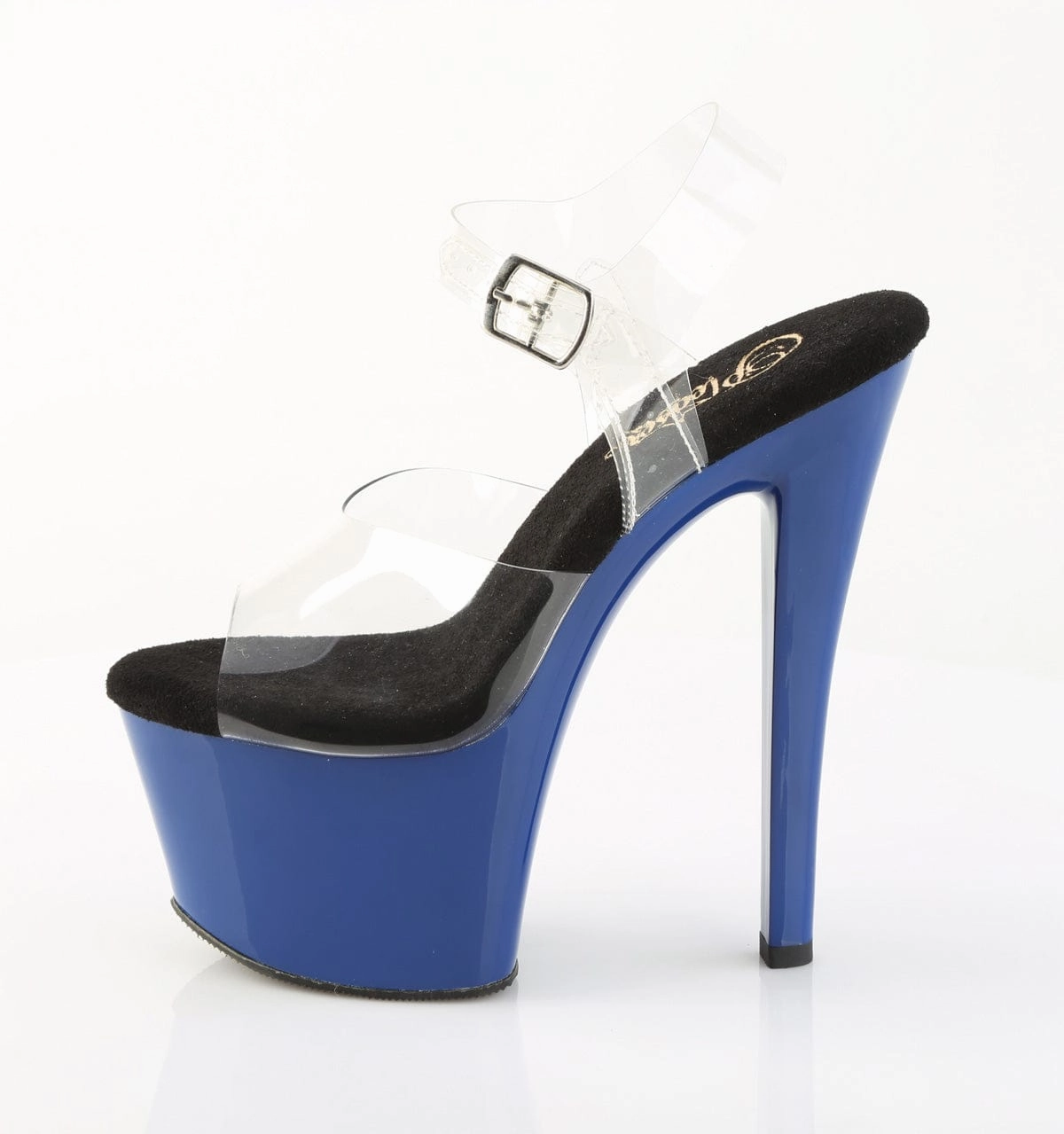 Comfort Zone Summer Wear SKY-308 Platform Shoes Clear/Royal Blue