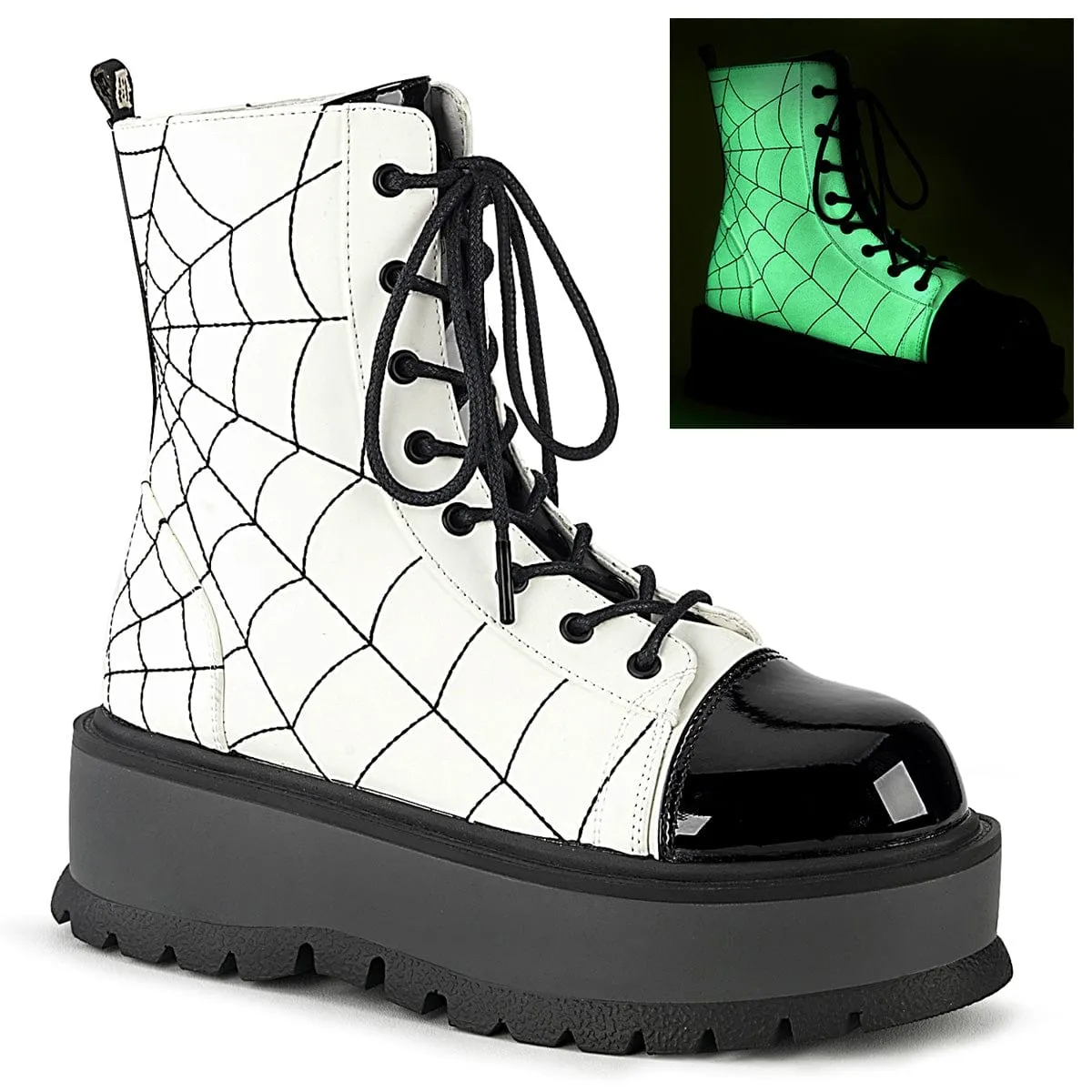 SLACKER-88 White Glow Vegan Leather-Black Patent Star Shine