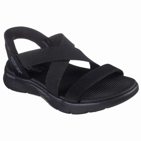 Cushioned Comfort Comfortable Casual Shoes Slip-ins: GO WALK Flex Sandal - Glimmer - Black