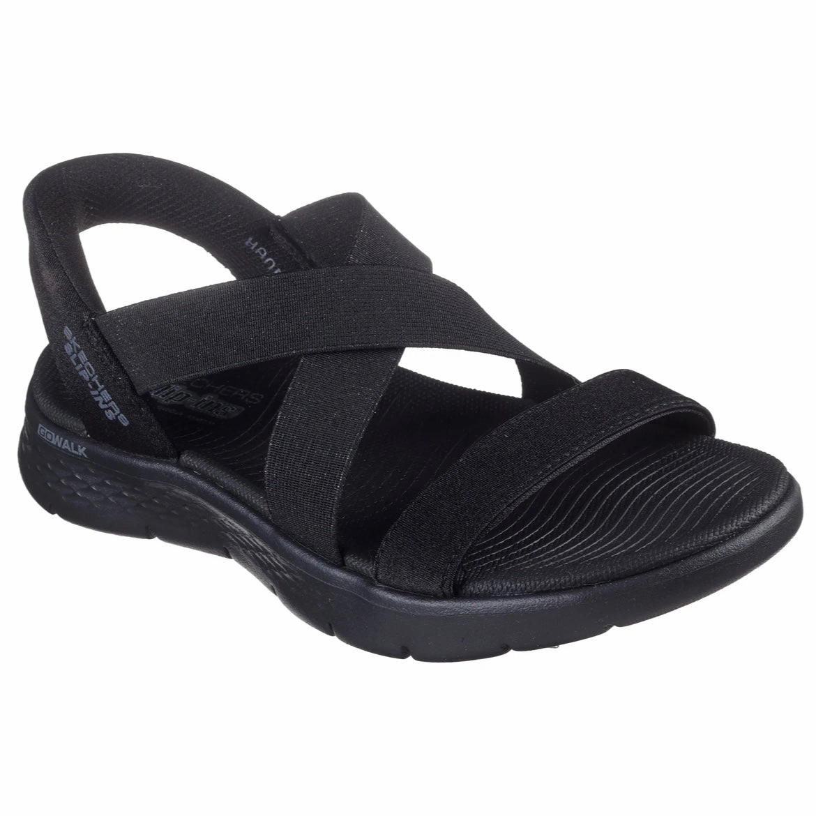 Cushioned Comfort Comfortable Casual Shoes Slip-ins: GO WALK Flex Sandal - Glimmer - Black