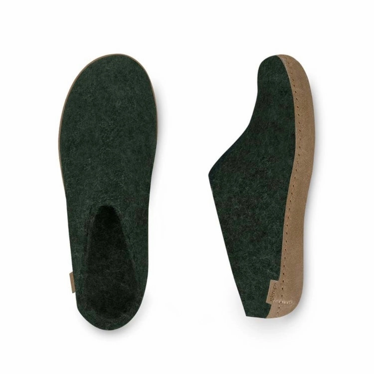 Stretchable Fabric Slip-on with Leather Sole - Forest