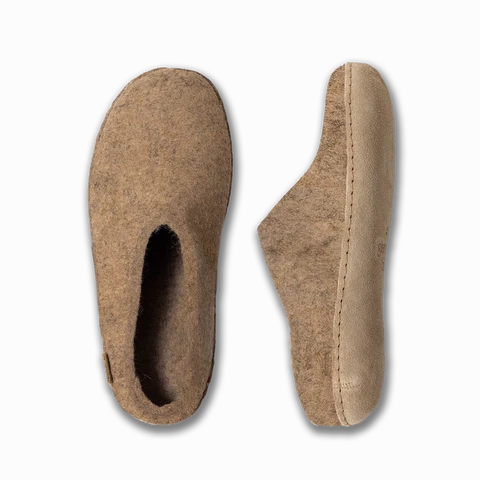 Slip-on with Leather Sole - Sand Ventilated mesh construction