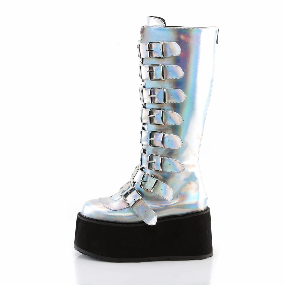 DAMNED-318 Silver Hologram Knee Boots Support frame Work