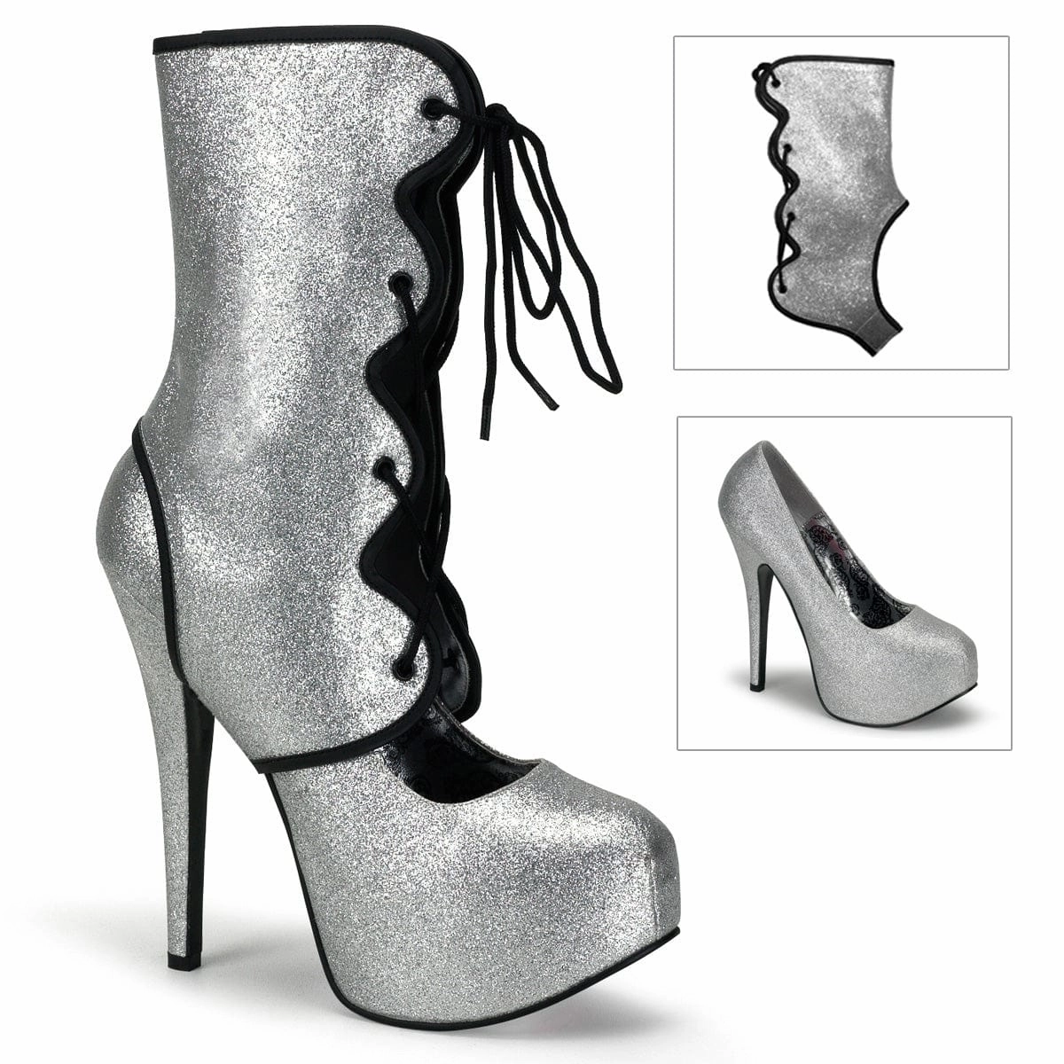 TEEZE-31G Silver Mini Glitter Elegant Booties