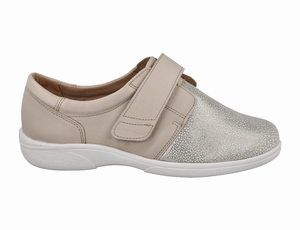 Pose Ready Play Mode Womens Wide Fit Stretch Petula Beige Shoes