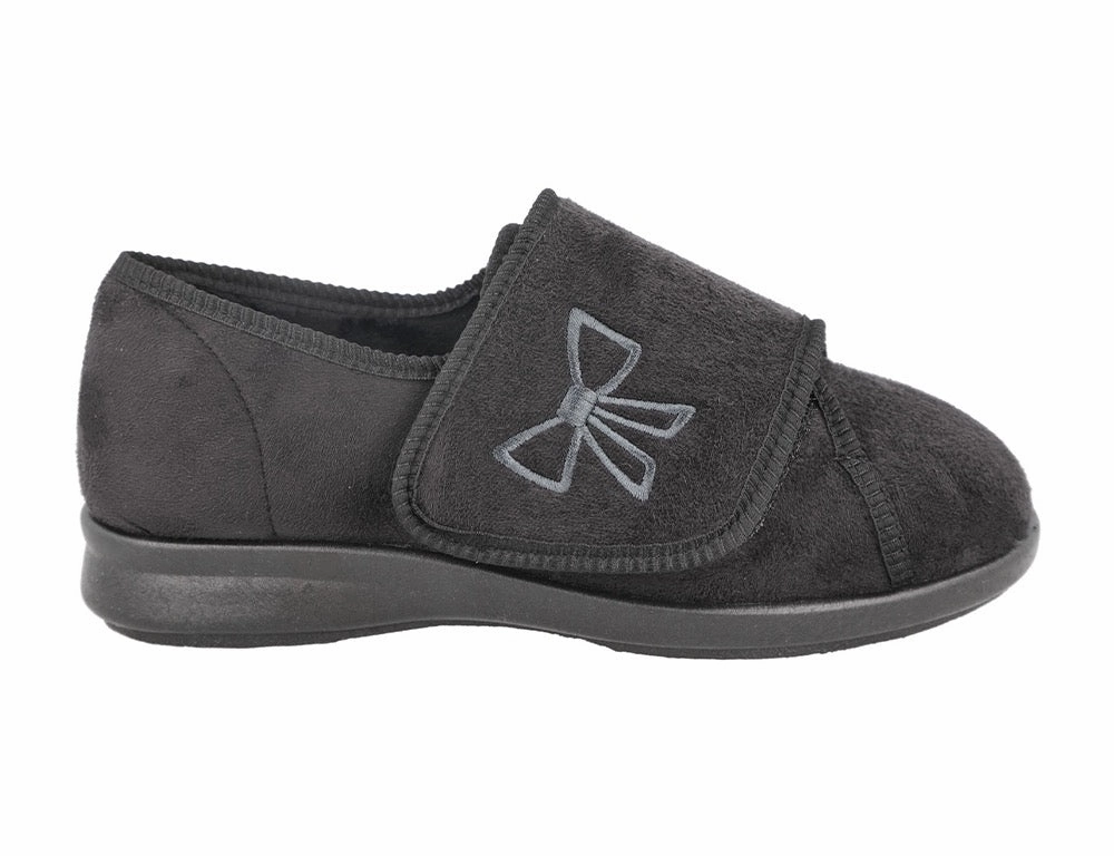 Mesh Calm Mood Womens Wide Fit Keeston Black Slippers