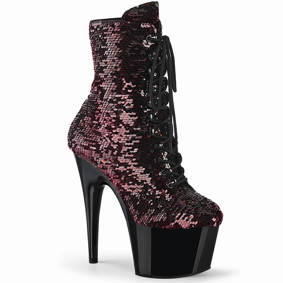 ADORE-1020SQ Black-Red Flip Sequins/Black Anti Abrasion Paris Glow