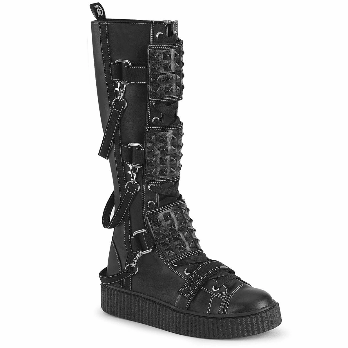 SNEEKER-410 Black Vegan Leather-Canvas Mesh Upper Cool Tone