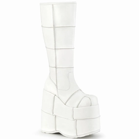 STACK-301 White Vegan Leather matte finish and low - key