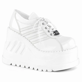 STOMP-08 White Patent -Vegan Leather Comfortable Step Comfort Straps