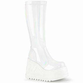 Bootie Cut STOMP-200 White Hologram Stretch Patent