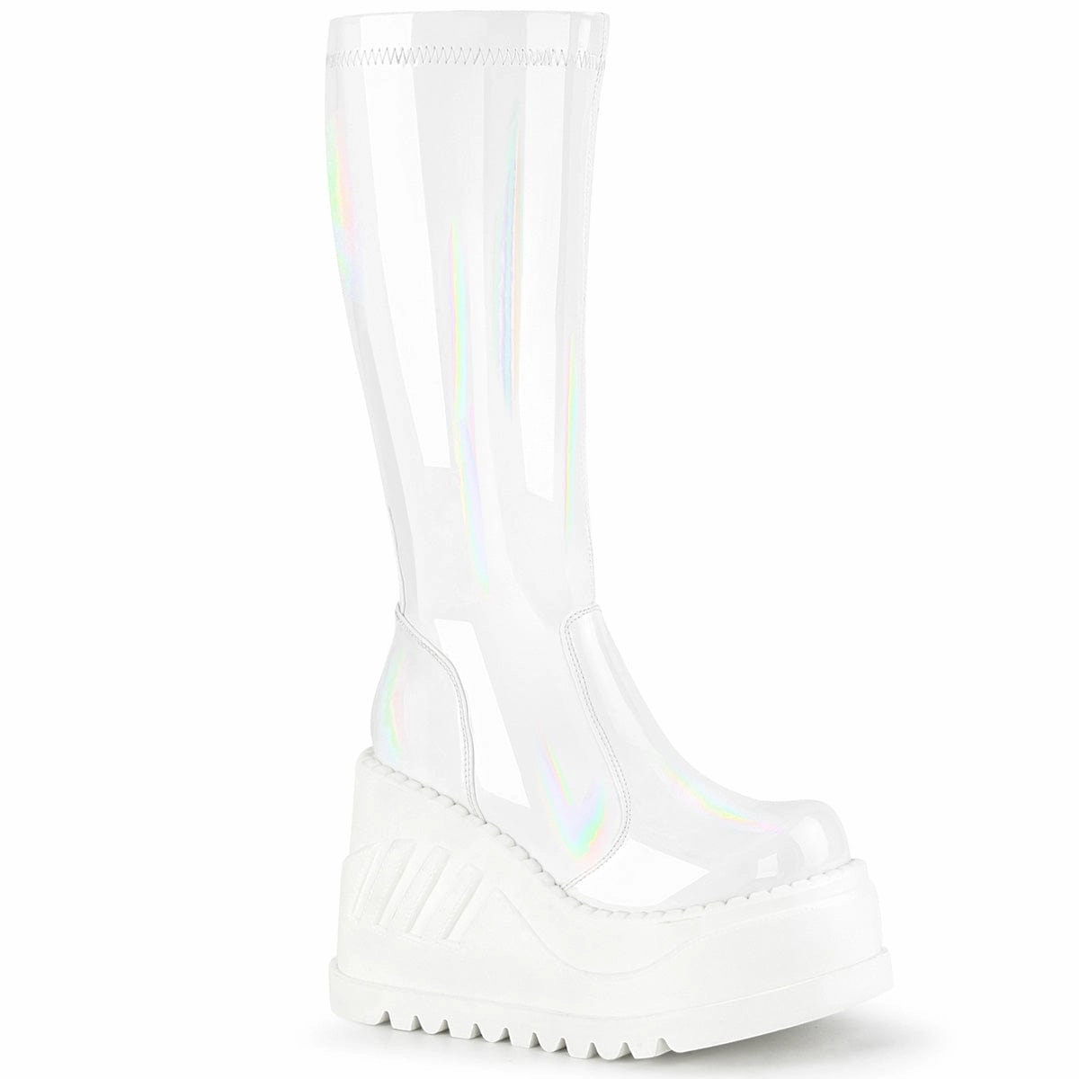 Bootie Cut STOMP-200 White Hologram Stretch Patent