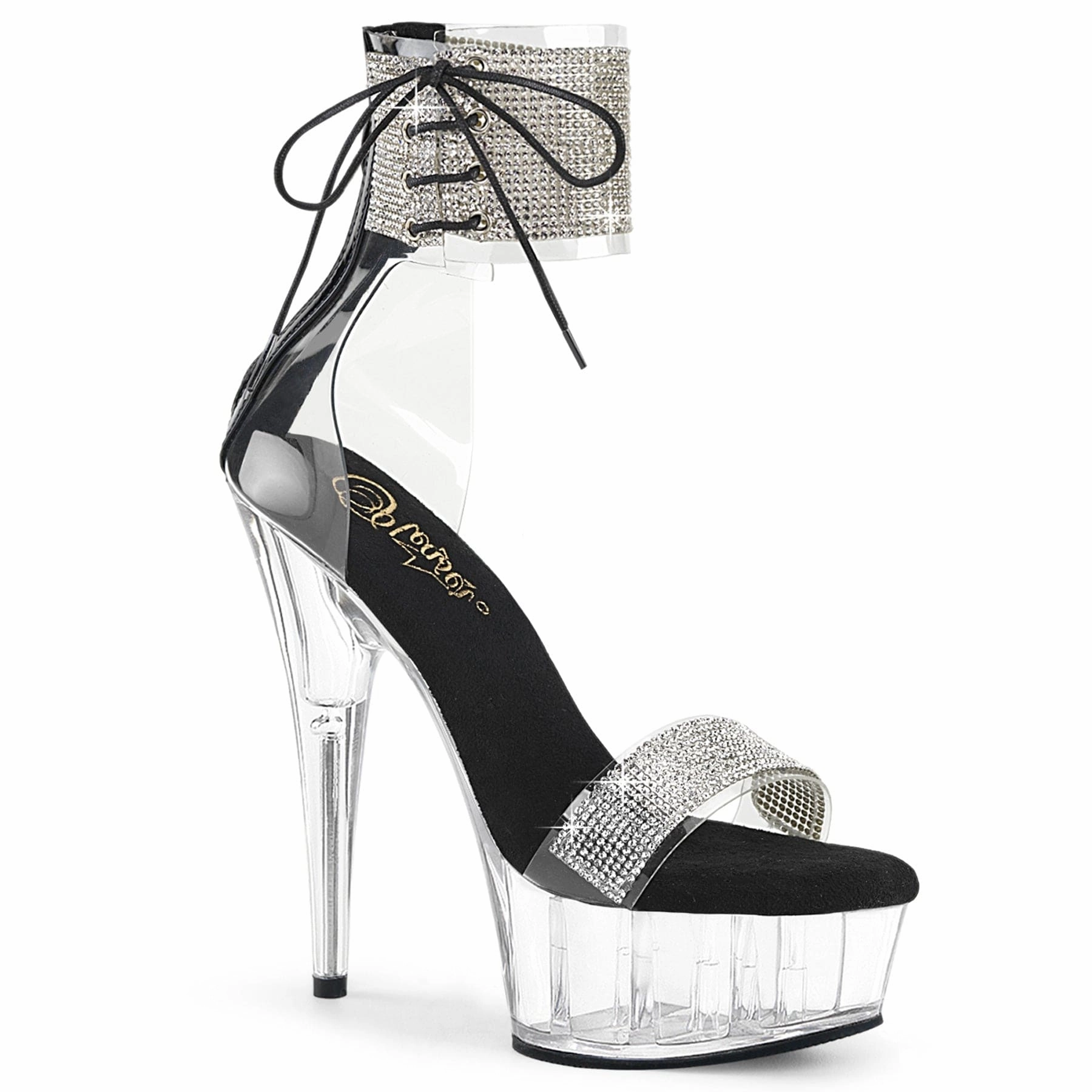 DELIGHT-627RS Clear-Black/Clear Zero Weight wedge sandals