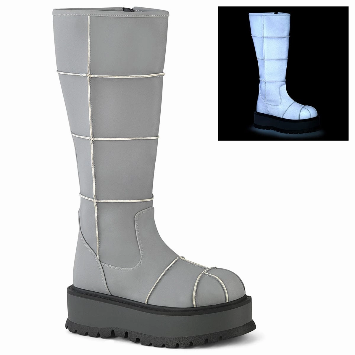 SLACKER-230 Grey Reflective Vegan Leather Non-Slip Grip Protective Lining