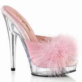 Sexy Red Heels Night Out Heels SULTRY-601F Baby Pink Pu-Marabou Fur/Clear