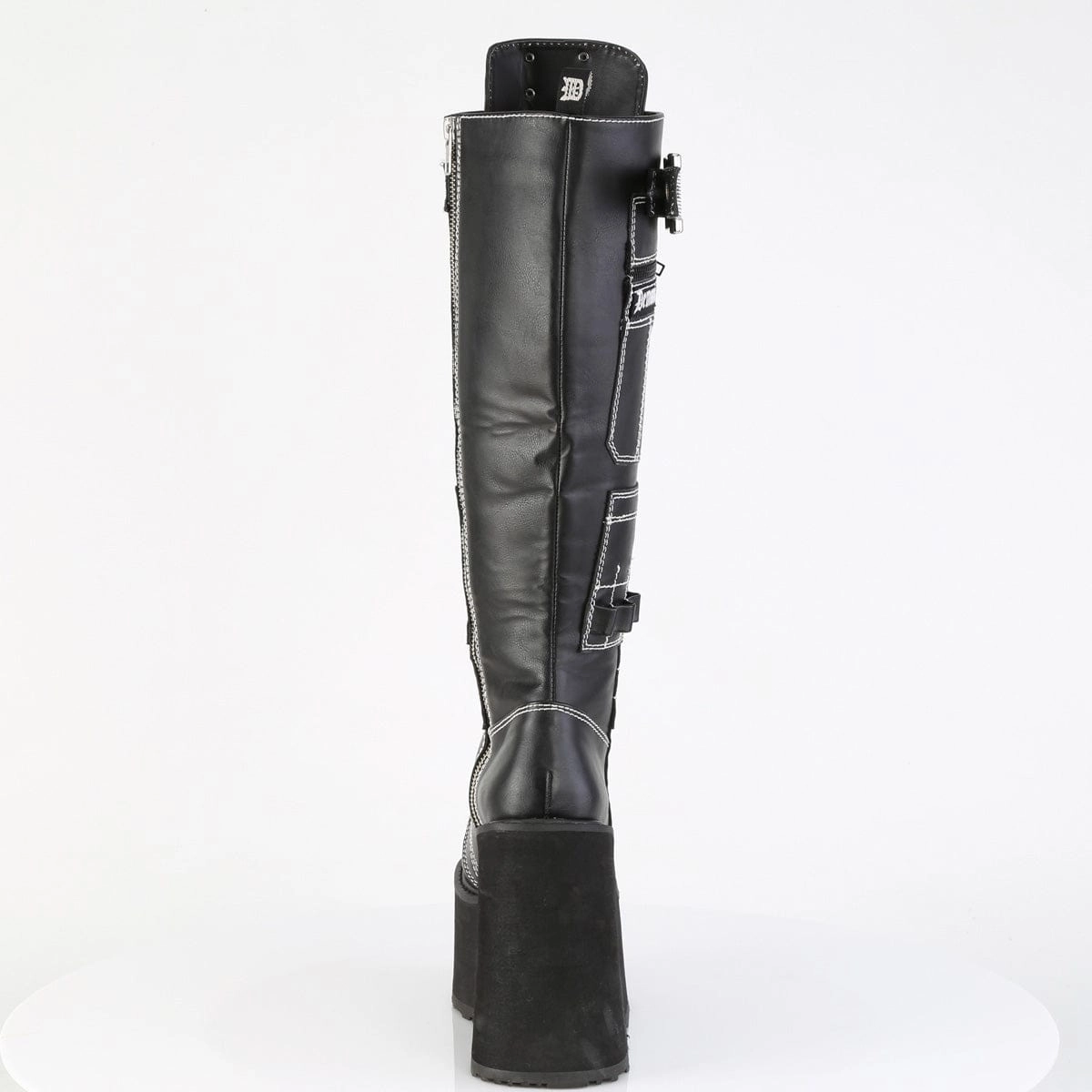SWING-260 Black Vegan Leather Knee High Boots Beach Vibe Office Cool
