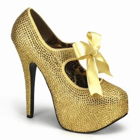 TEEZE-04R Gold Rhinestones Luxurious Sandals