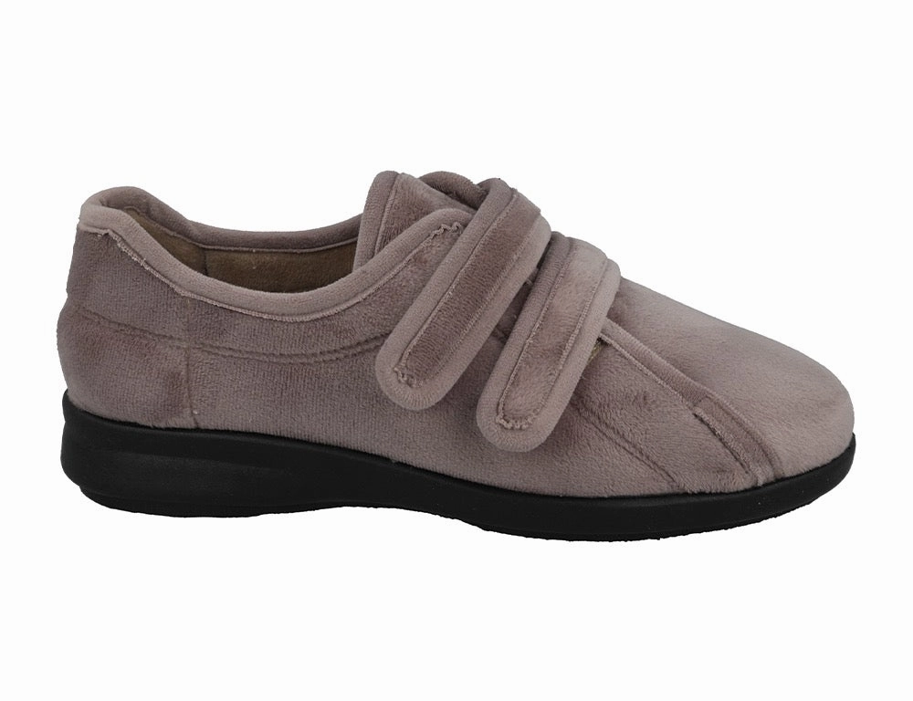 Womens Wide Fit Adjustable Fork Taupe Slippers Agile Path