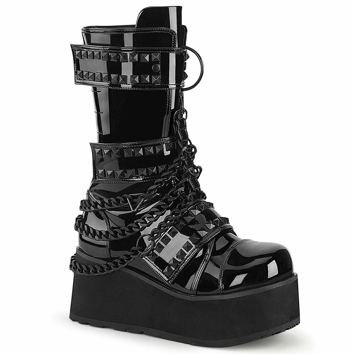 TRASHVILLE-138 Black Patent Abrasion-resistant Unisex Cool