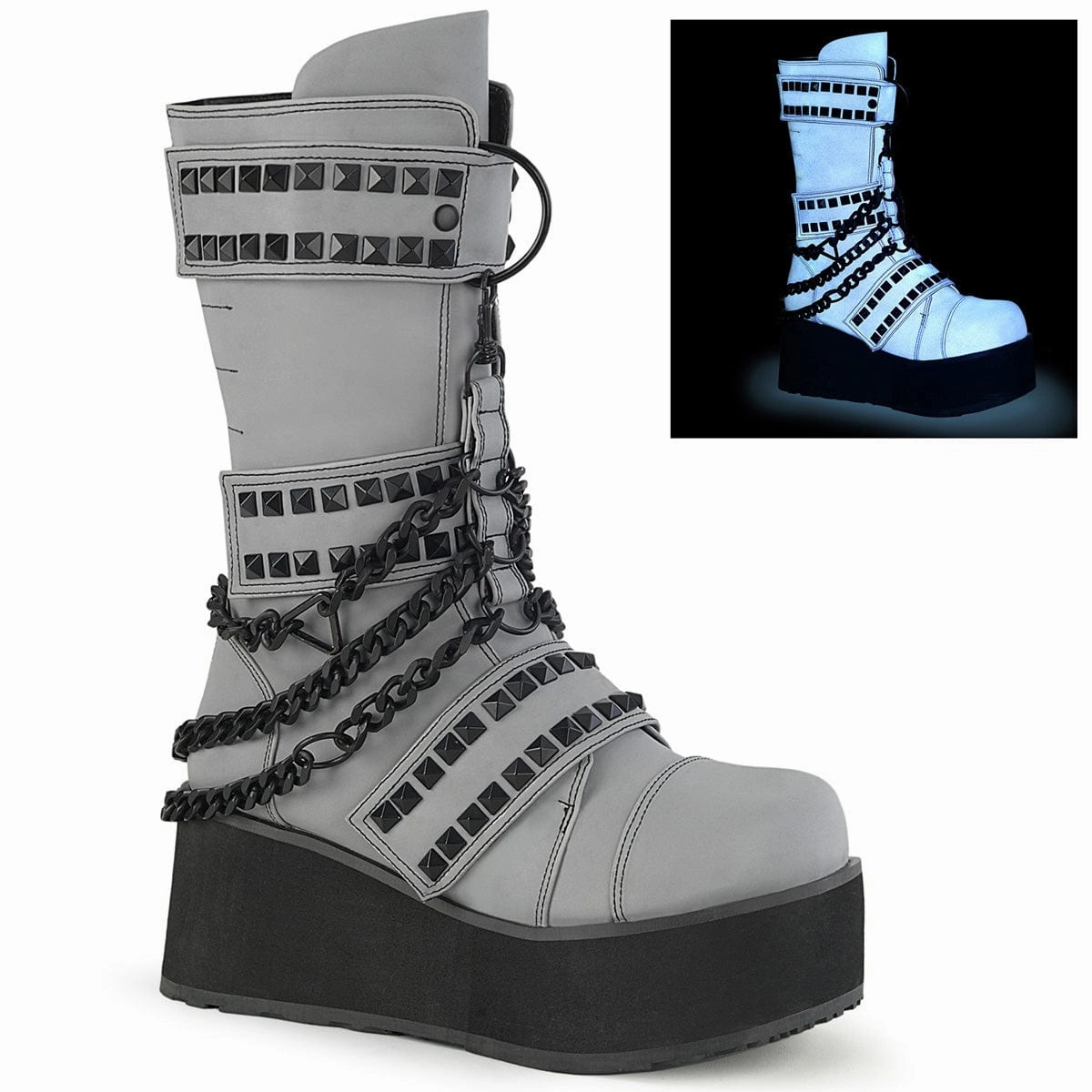 TRASHVILLE-138 Grey Multi Reflective Vegan Leather All Day Comfort