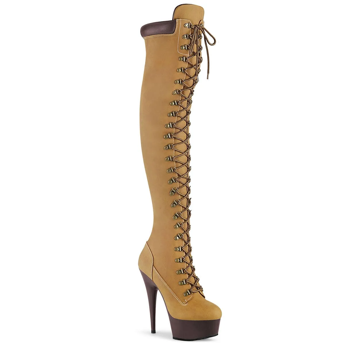 Reinforced Seams DELIGHT-3000TL Tan Nubuck Faux Leather/Dark Brown Matte