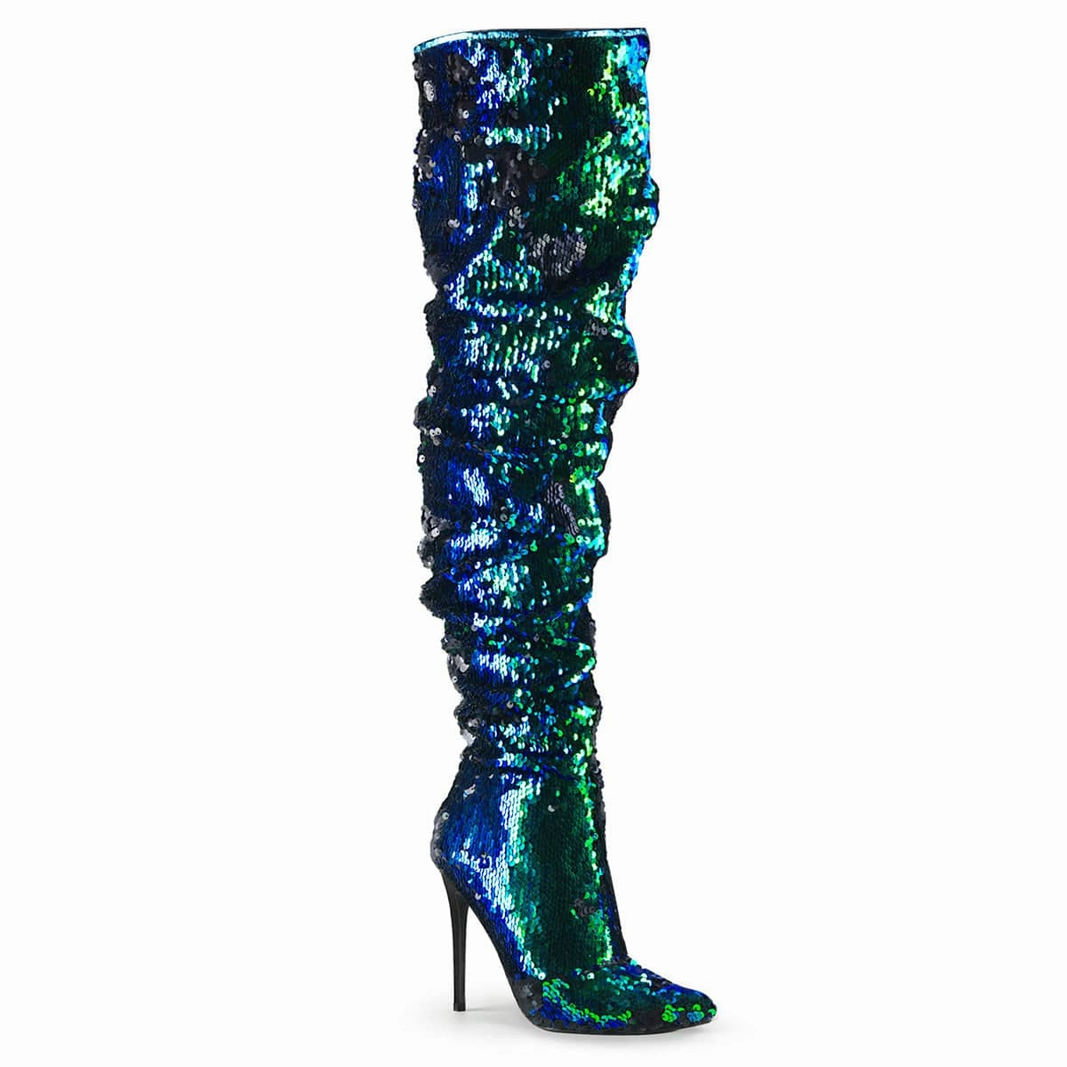 COURTLY-3011 Green Iridescent Sequins Action Fast