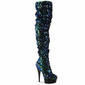 DELIGHT-3004 Green Iridescent Sequins/Black On The Go