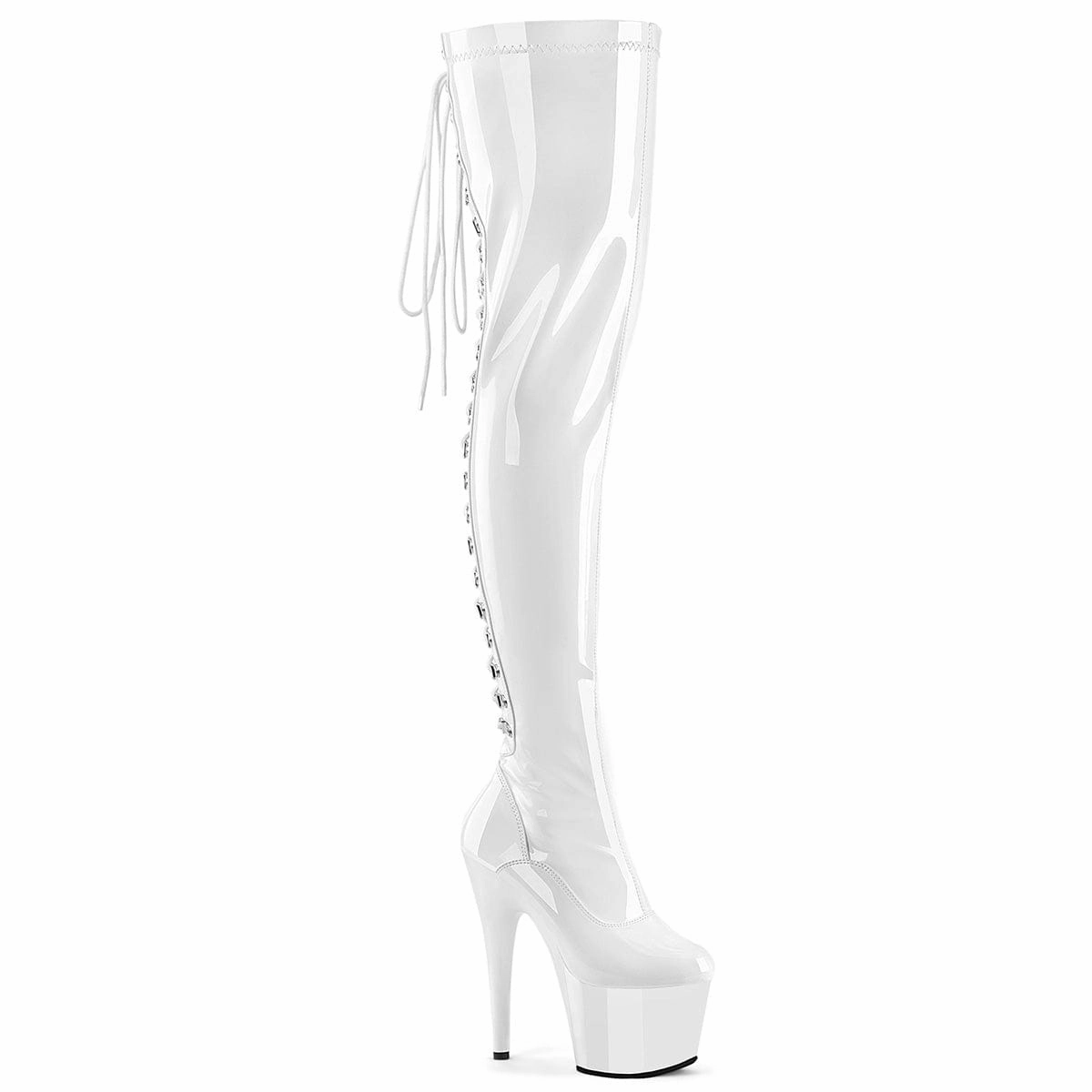 ADORE-3063 White /White Thigh Boots Relaxation Fit