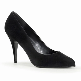 VANITY-420 Black Velvet Pointed Pumps Cushioned Insole