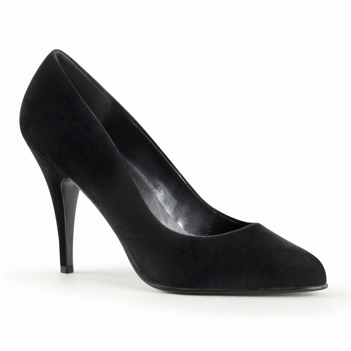 VANITY-420 Black Velvet Pointed Pumps Cushioned Insole