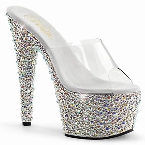 BEJEWELED-701MS Clear/Silver Multi Rhinestones Ankle Soft Comfortable Footwear