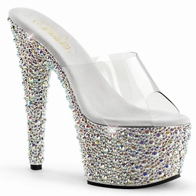 BEJEWELED-701MS Clear/Silver Multi Rhinestones Ankle Soft Comfortable Footwear