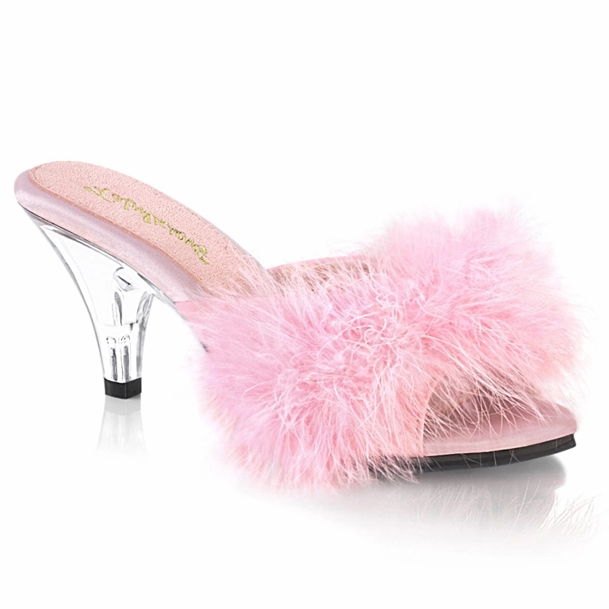 BELLE-301F Baby Pink Pu-Fur/Clear Stone Gray